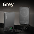 Grey magnetic wireless power bank with stand and lanyard
